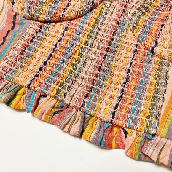 Anthropologie Pilcro Rainbow Smocked Crop Top Small striped boho festival corset - Picture 5 of 12